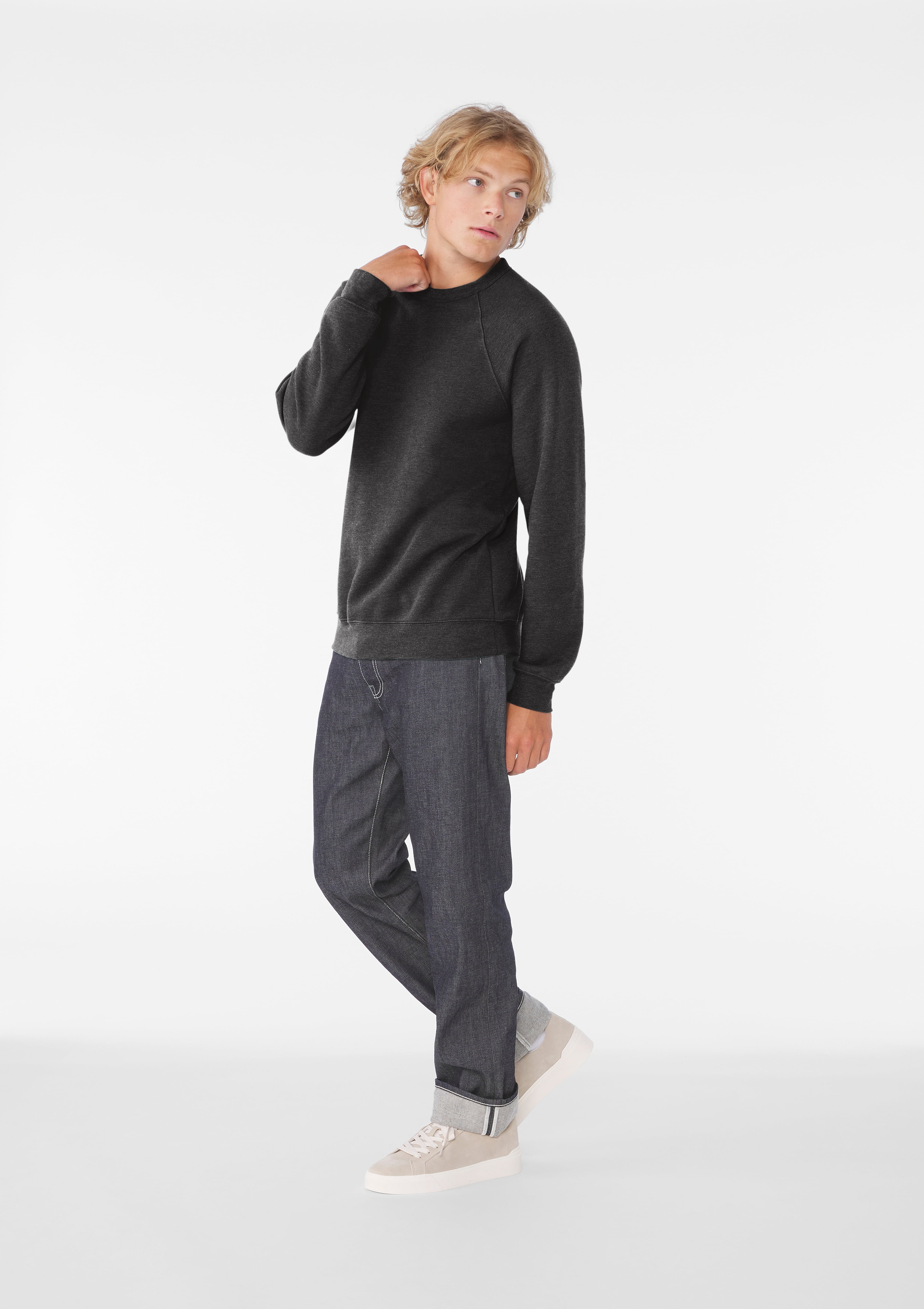 BELLA+CANVAS Adult Crew Neck Personalized Sweatshirt, Create your own Designs, Dark Grey Heather, Medium, Unisex