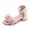 Pink, variant on SGMVNU Girls Flowers Heel Shoes Square Open Toe Block Low Heel Sandals Wedding Party Flower Girl Dress Shoes Summer Pumps, Size 9-10 Years, Pink