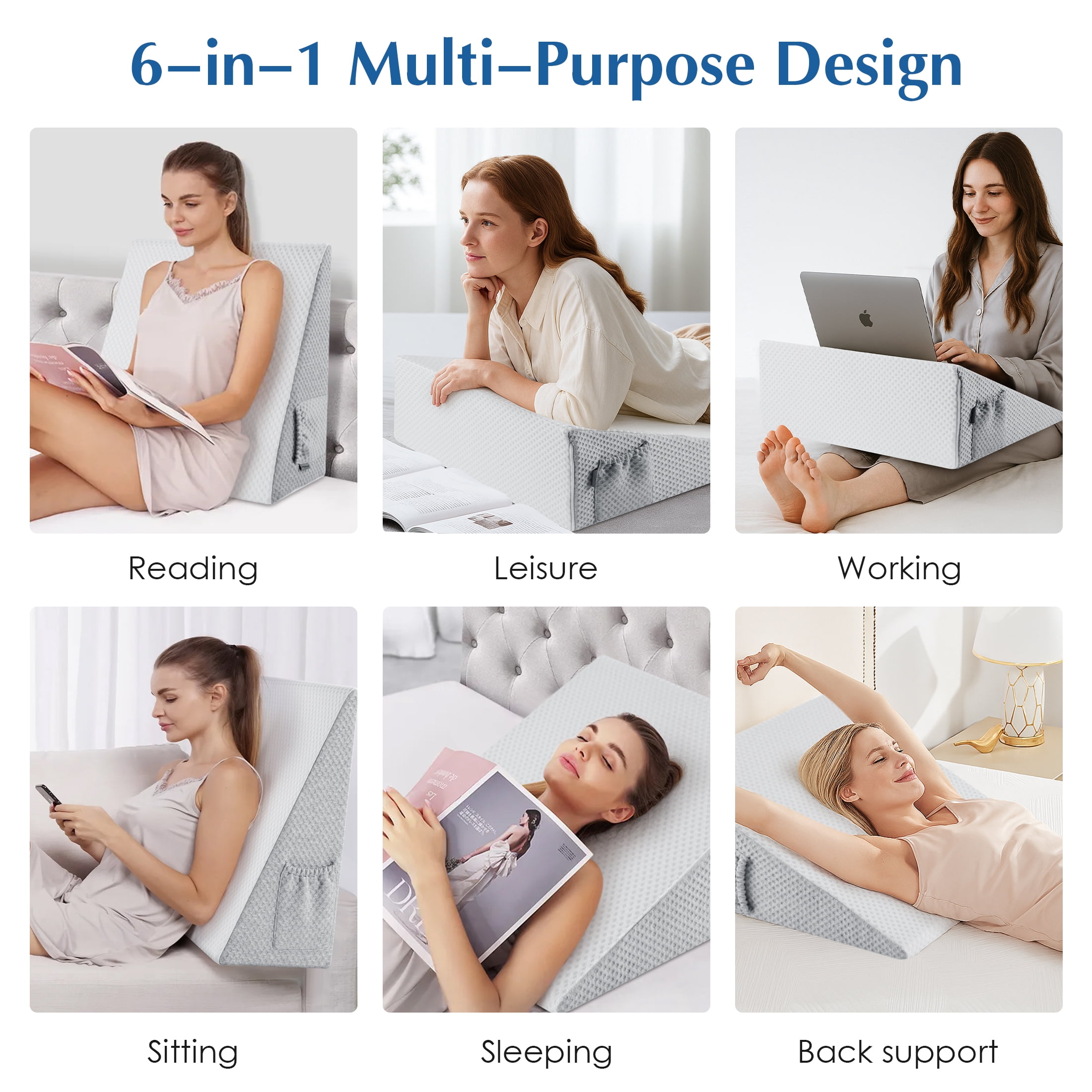 MOONORAH Wedge Pillow for Sleep Apnea, Bed Wedge Pillows for Headboard  Triangle Memory Foam Removable Washable Cover for Acid Reflux Relief Sleeping Snoring Back Pain Heartburn