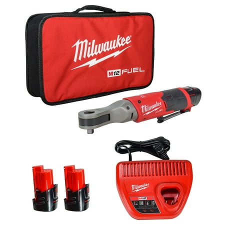 UPC: 0045242004386 | Milwaukee 2557-22 M12 Fuel 12V 3/8  Ratchet Kit with (2) 2.0Ah Lithium-Ion Batteries  Charger & Tool Bag