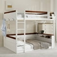 thumbnail image 4 of Bellemave Queen Bunk Bed with Storage and LED Light, Wooden Queen Over Queen Bunk Beds with USB Charging Station, Bunk Bed Frame with Built-in Shelves and Ladder, No Box Spring Needed（White）, 4 of 9