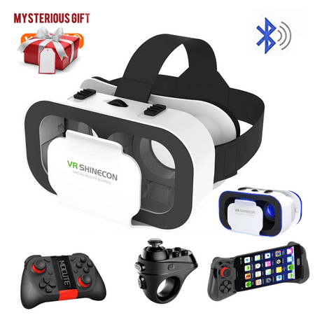 3D VR Glasses with Remote Control, 3D Glasses Smart Virtual Reality Headset for VR Games & 3D Movies, Eye Care System for iPhone and Android Smartphones