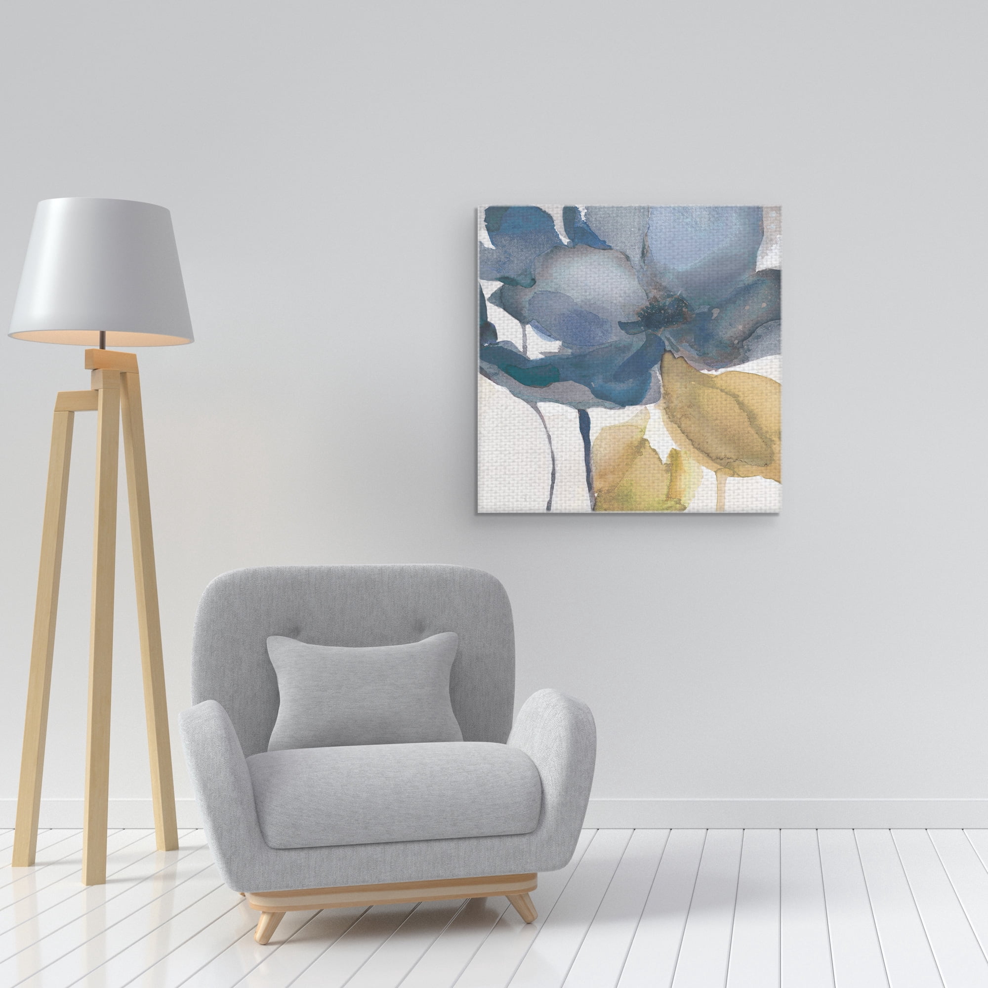 Masterpiece Art Gallery Blue Note Floral II by Carol Robinson Canvas Art 20" x 20"