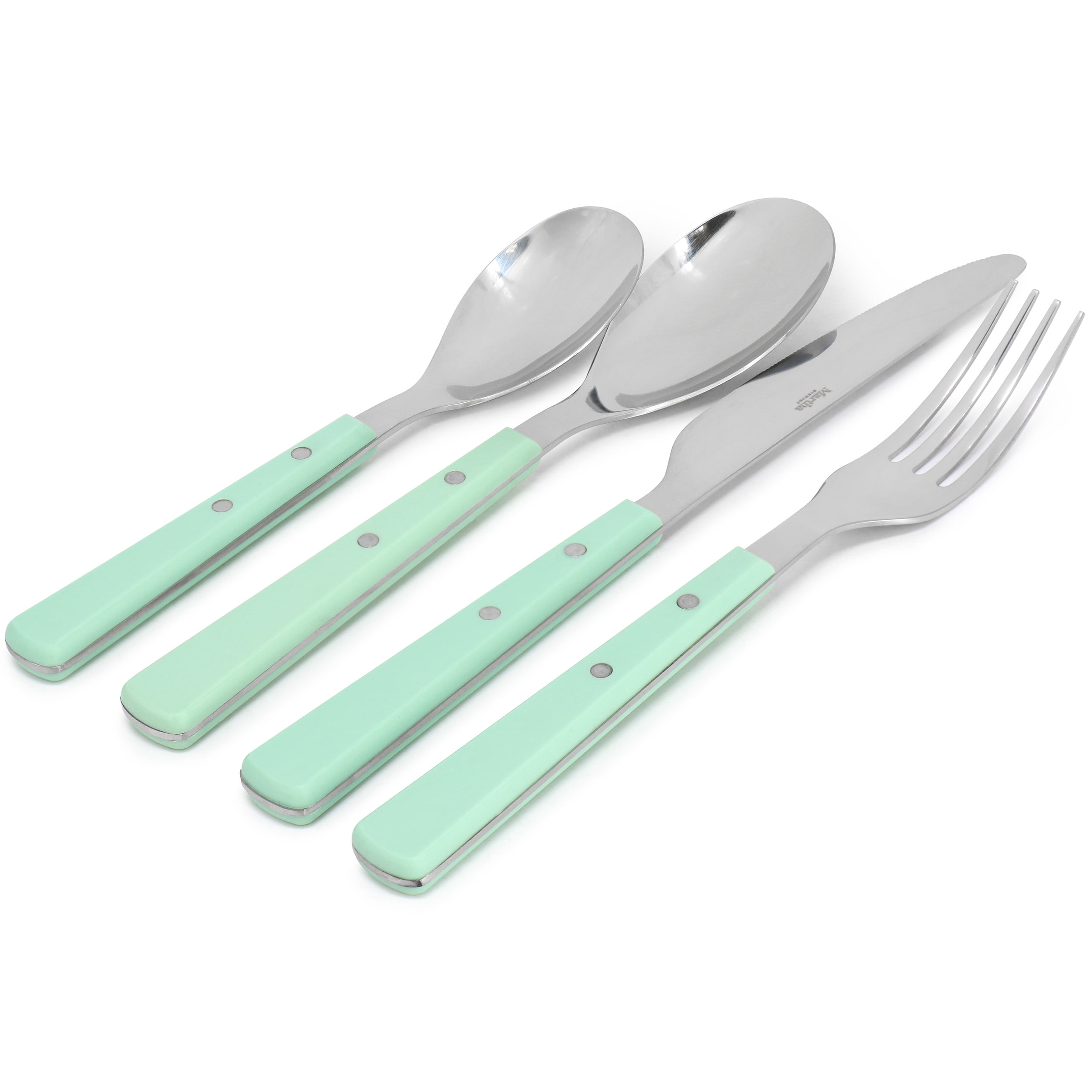 Martha Stewart Everyday Garden Cottage 16 Piece Stainless Steel Flatware Set in Mint