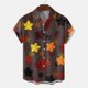 thumbnail image 3 of Camisas Para Hombre Casual Camisa de manga corta con solapa de moda de verano para hombre, Top con estampado de botones y hojas de arce (Brown, 3XL), 3 of 4