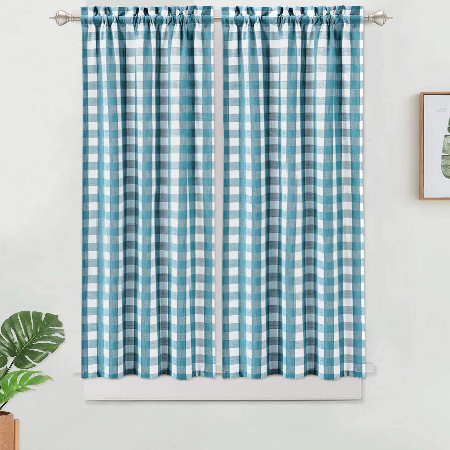 Featured image of post Green Plaid Kitchen Curtains / Fmfunctex green kitchen curtains 36 grey tree print on white tier curtain set for small windows basement room bathroom, 2 panels.