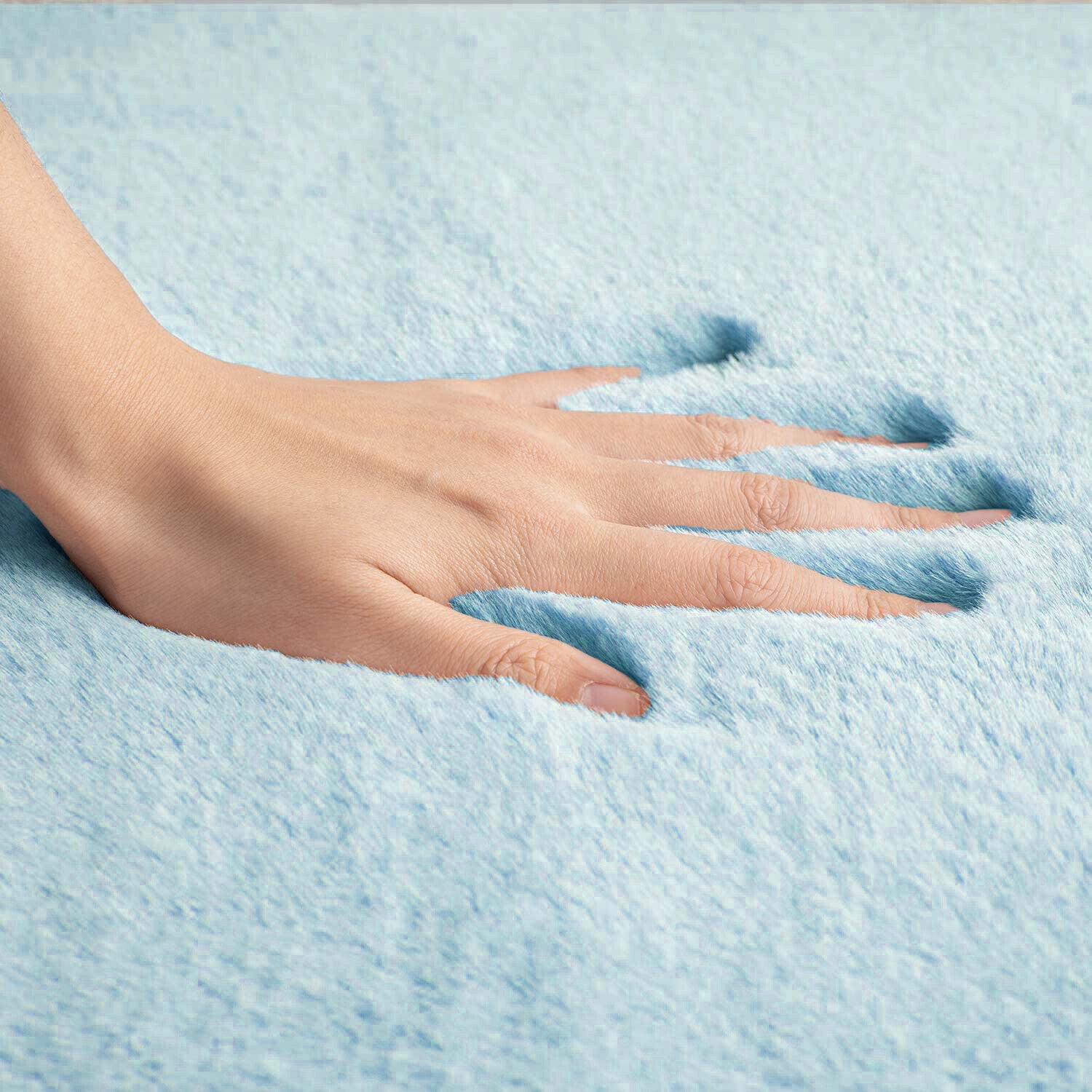 Light Blue 2x3 Feet Faux Rabbit Fur Fuzzy Soft Fluffy Plush Cozy Shaggy Area Rug