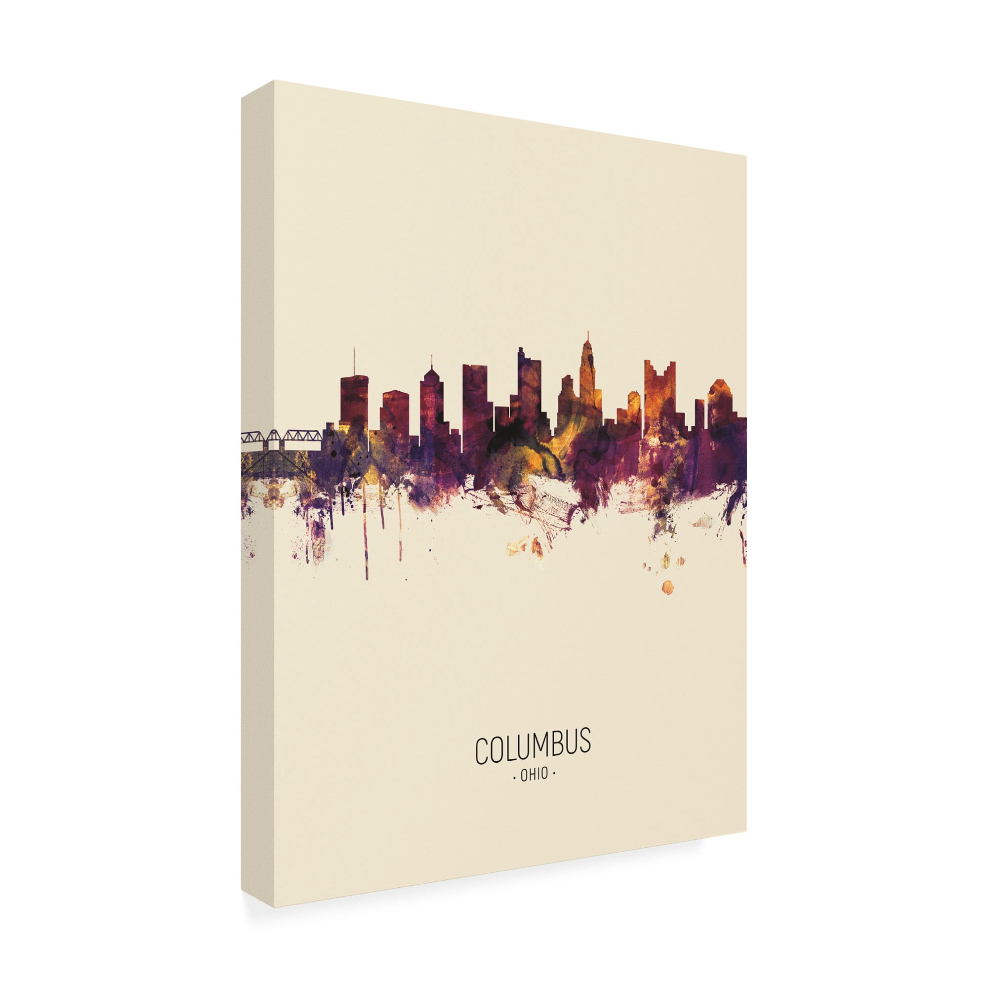 Trademark Fine Art 'Columbus Ohio Skyline Portrait III' Canvas Art by Michael Tompsett