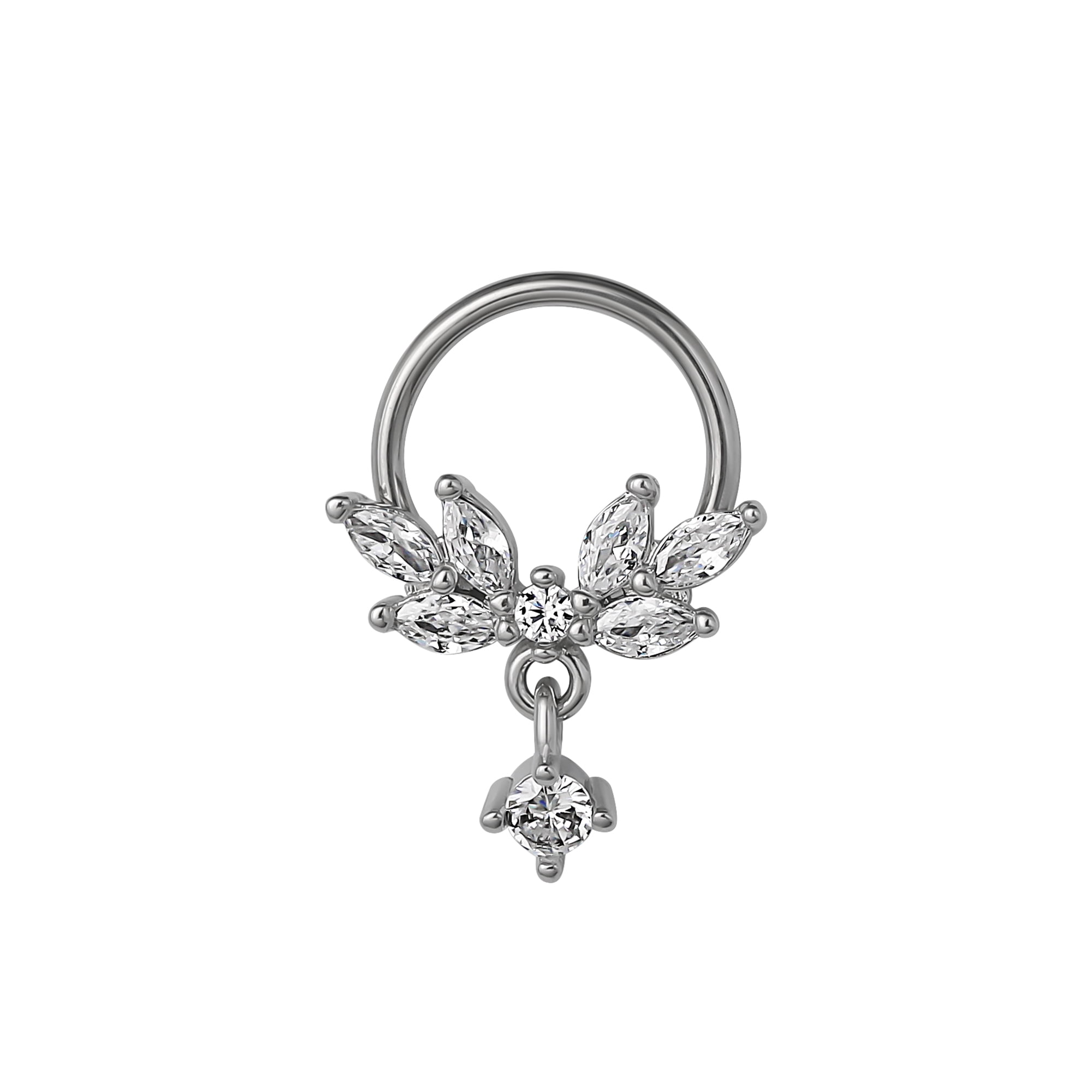 Body Jewelry Women's 16G Stainless Steel Piercing Element Cubic Zirconia Septum Nose Hoop