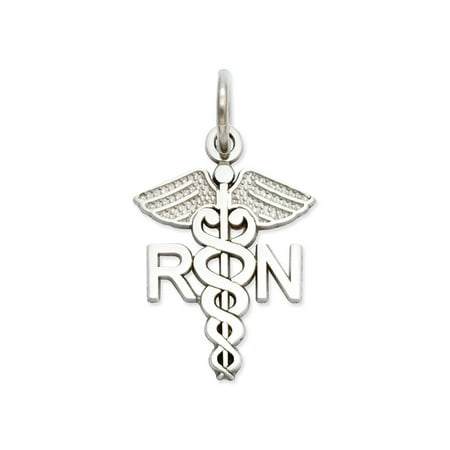 Symbol Charm Gold Plated - 14K White Gold Registered Nurse Rn Symbol Charm 20x12mm
