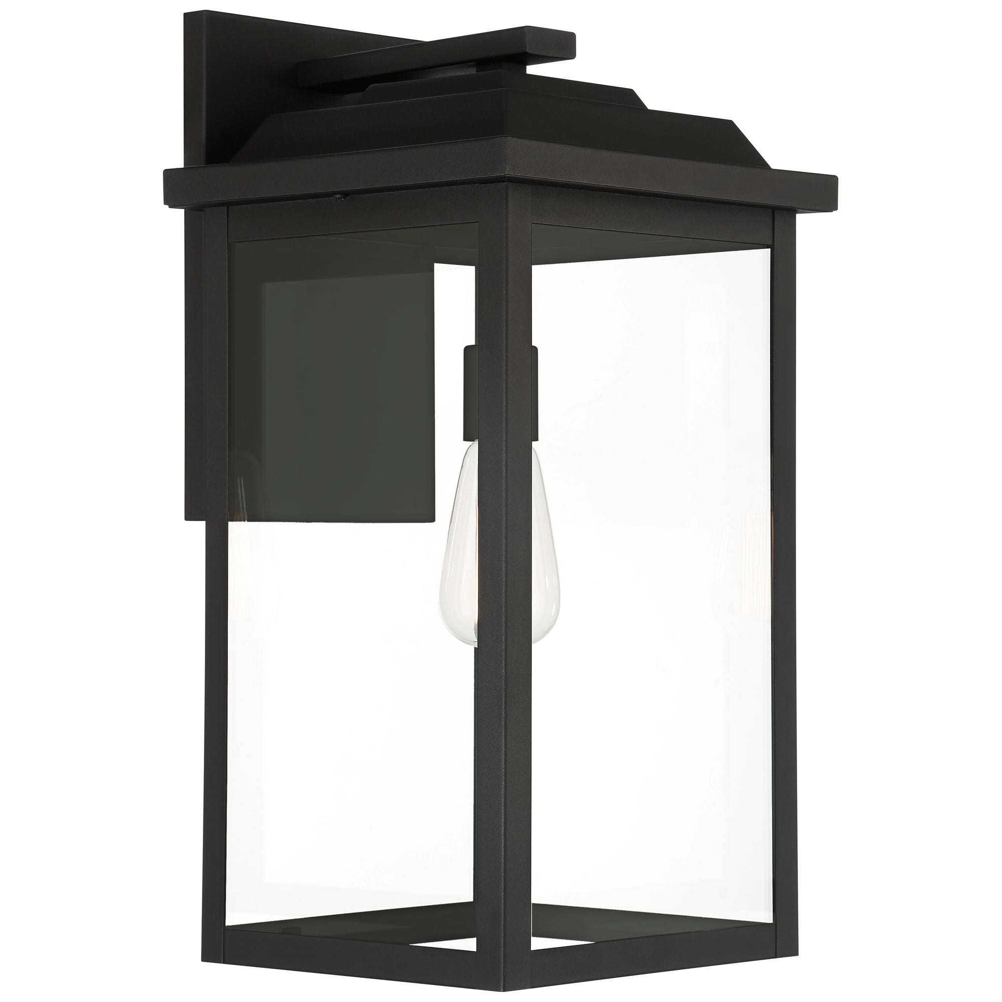 John Timberland Eastcrest Modern Outdoor Wall Light Fixtures Set of 2 Textured Black Metal 20 1/2" Clear Glass for Post Exterior Barn Deck