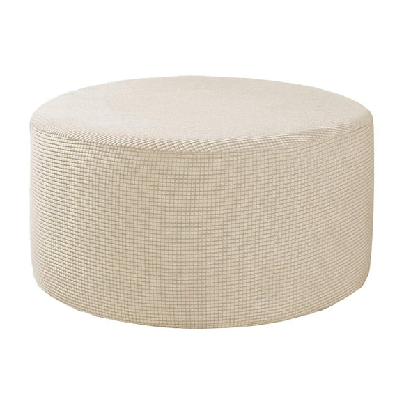Stretch Ottoman Cover Ottoman Slippers Round for Living Room Foot Stool Stretch Beige