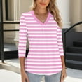 thumbnail image 6 of CHGBMOK 3/4 Length Sleeve Blouses for Women Striped V Neck Tunic Tops Casual Basic Shirts Loose Fit Tops, 6 of 6