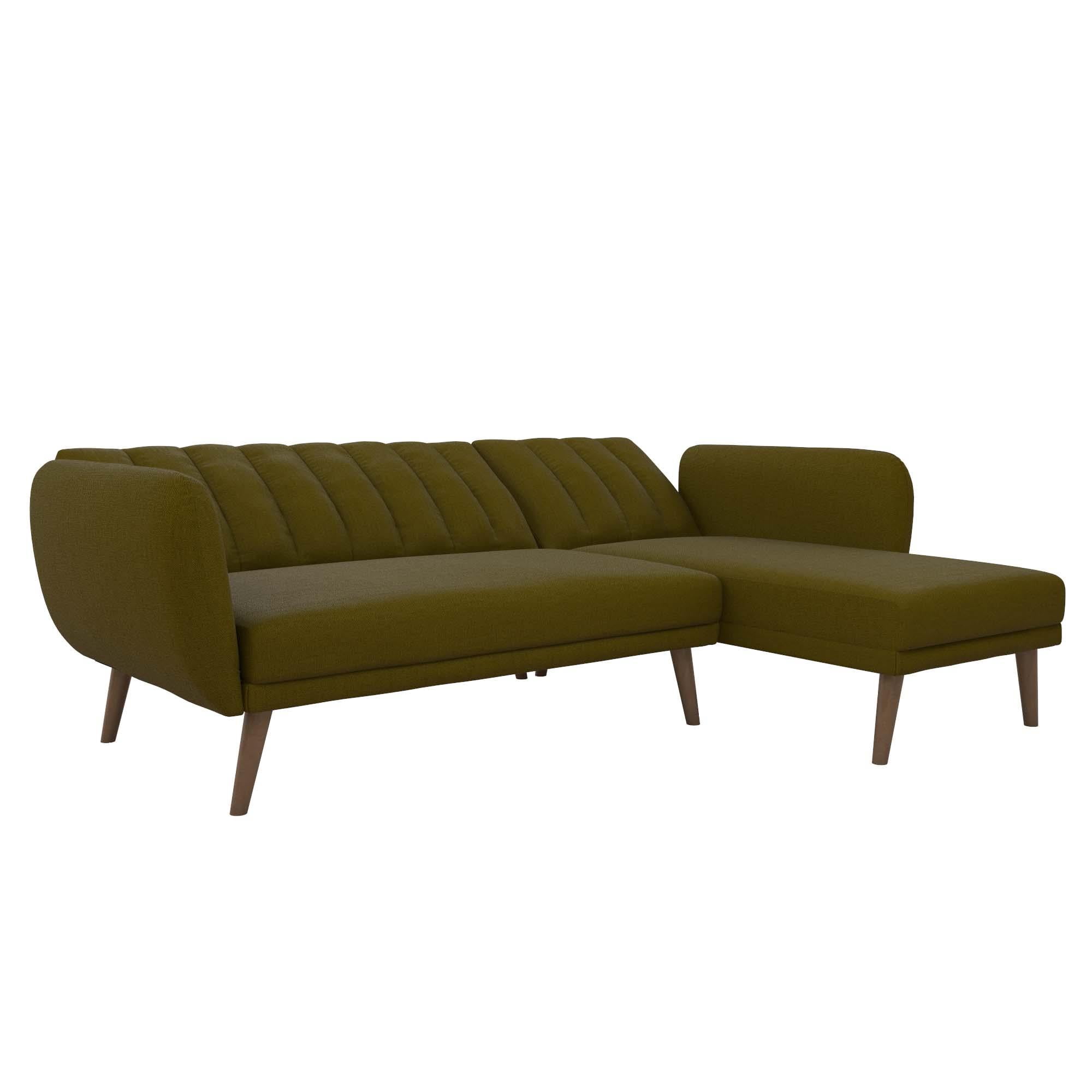 Novogratz Brittany Sectional Futon Sofa Green Linen Walmart