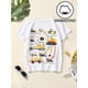 thumbnail image 1 of 1pc Young Boy Casual Cartoon Excavator Print Round Neck Short Sleeve T-Shirt, Fashionable Design For Spring/Summer, 1 of 6