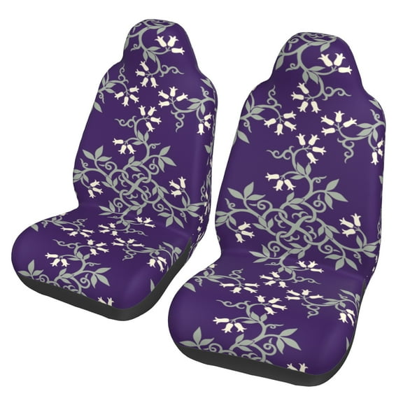 Easy to Install Car Universal Seat Cover, Blue-Purple Flowers Four Seasons Universal Front Seat Cover, 2-Piece