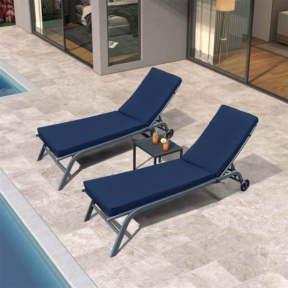 2PCS Lounge Chair Cushion Set, Outdoor Chaise Lounge with UV Resistance