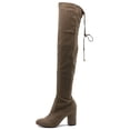 thumbnail image 2 of Ollio Women's Shoes Drawstring Stretch Faux Suede Over The Knee Stacked Heel Long Boots TWB06, 2 of 5
