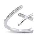thumbnail image 4 of Crisscross Knot Style Diamond Engagement Ring, Open Cuff Diamond Ring, Adjustable Diamond Wedding Ring, Pave Set Diamond Ring, 1.5 Ct Simulated Diamond, 14K White Gold Plated, 4 of 4