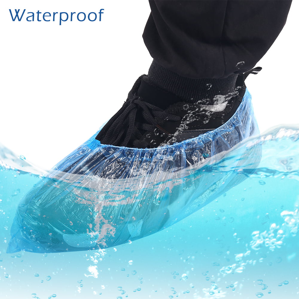 100-400 Disposable Shoe Covers Plastic Overshoes Blue Floor Boot Protector Cover