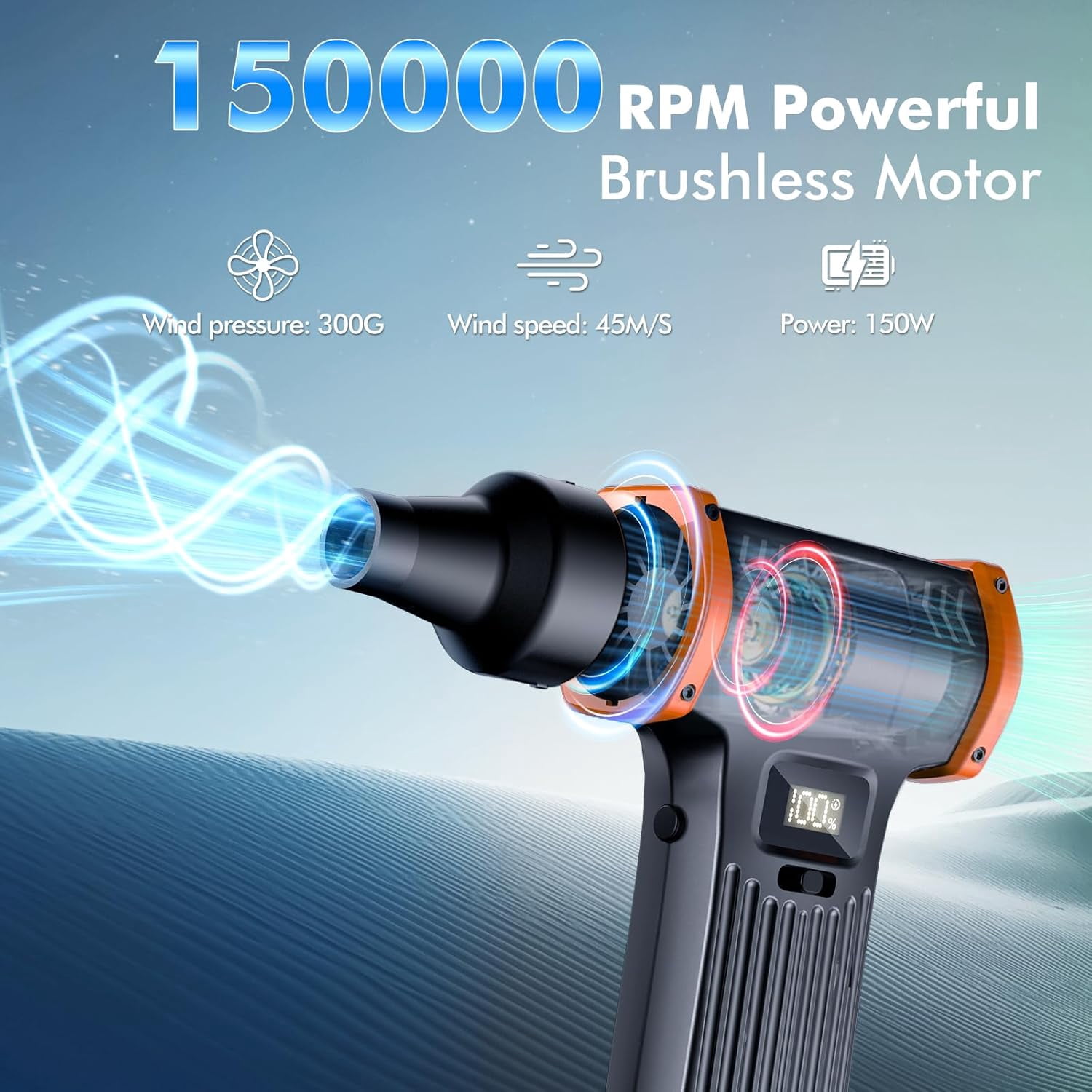 150000RPM Electric Air Duster: Continuously Variable Speed ​​Powerful Air Blower for Computers PC Cleaning - 8000mAh Portable Turbo Fan for Home Car Office - College Back to School Gifts
