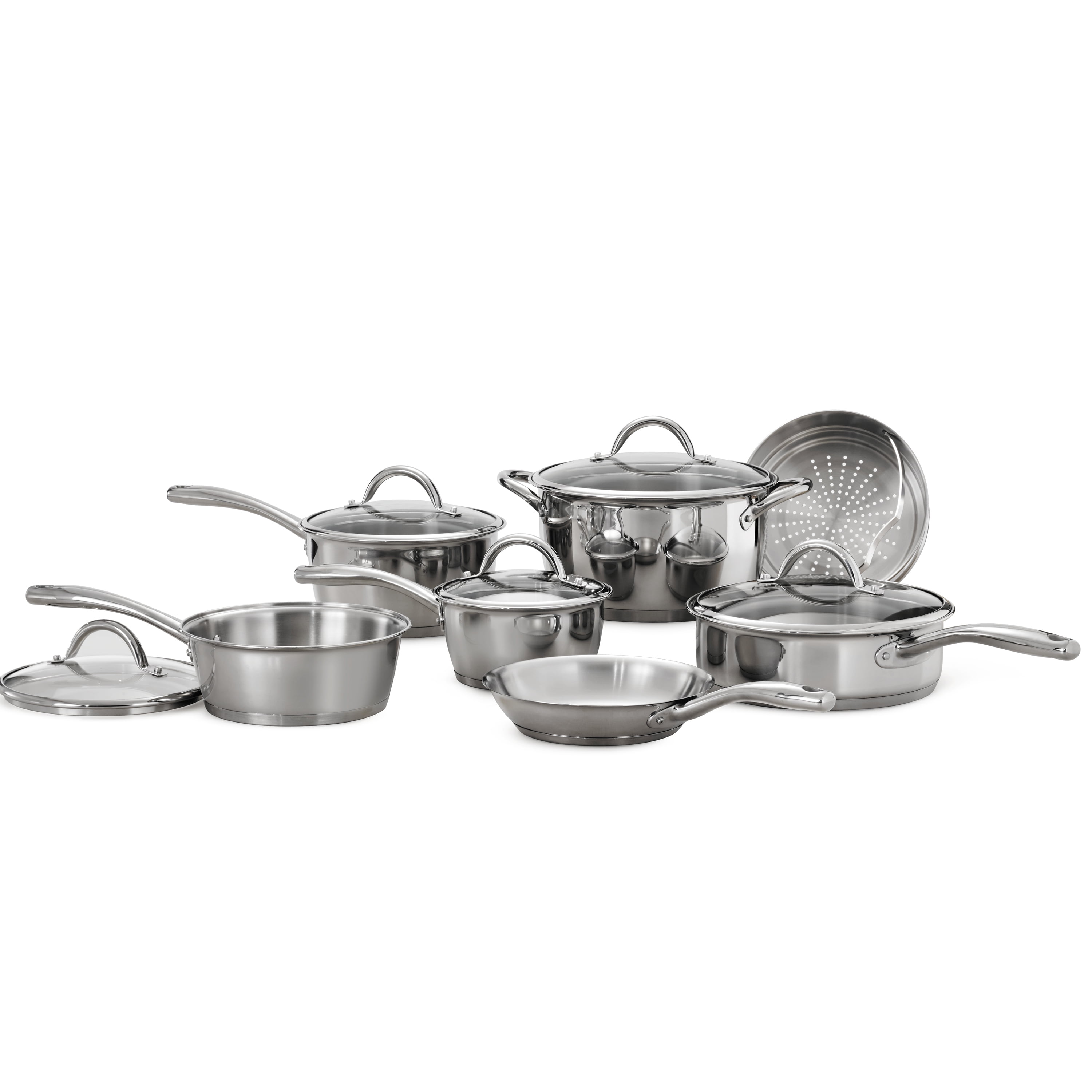 Tramontina 12-Piece Gourmet Cookware Set Stainless Steel Tri-Ply Base Cooking 