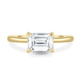thumbnail image 2 of ESTE ORIGIN 2.00Ct East-West Emerald Cut Moissanite Solitaire Engagement Ring – Hidden Halo in 10K Yellow Gold for Women US 5, 2 of 8