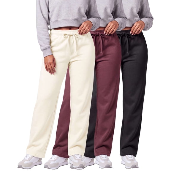 3 Pack Women's Fleece Sweatpants Open Bottom Lounge Sweats Workout Pockets
