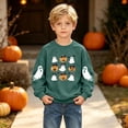 thumbnail image 6 of Qzwdhjm Girls Halloween Sweatshirt Cute Ghost Printed Crewneck Sweatshirts Long Sleeve Fleece Lined Pullover Tops for Halloween Party 2-15Y, 6 of 9