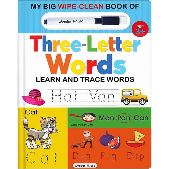 My Big Wipe and Clean Book of Three Letter Words for Kids: Learn and Trace Words, (Board Book)