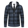thumbnail image 3 of Men's Shacket Jacket Plaid Solid Color Zipper Pockets Long Sleeve Hooded Fashion Coat Outwear, 3 of 5