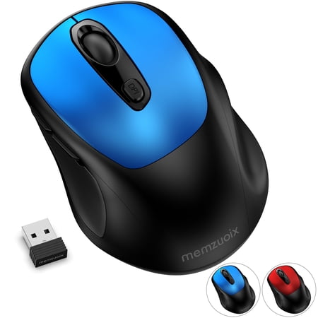 Memzuoix Wireless Computer Mouse 3 DPI Option Laptop Mouse with 2.4GHz Nano Receiver 6 Buttons 800/1200/1600 DPI Mouse for PC/Mac/Laptop-Blue