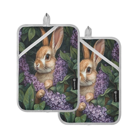 BZSMCE Pot Holder Oven Mitts Cooking baking Rabbit Hide in The Foral Creative Pattern Size:7x9.8in