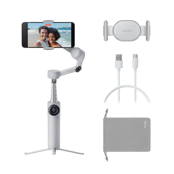 Gimbal para teléfono Insta360 Flow 2 gris con seguimiento AI y trípode