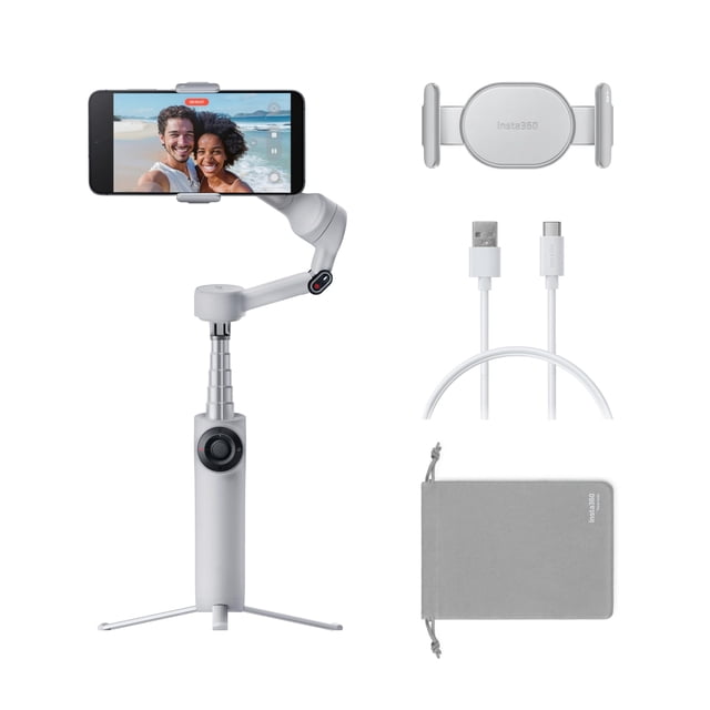 Gimbal para teléfono Insta360 Flow 2 gris con seguimiento AI y trípode