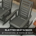 thumbnail image 6 of Outsunny Outdoor Rocking Chairs Set of 2, HDPE Patio Rockers with 28" High Back, Wide Armrests and Slatted Seat for Porch Backyard Balcony, Dark Gray, 6 of 9
