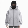 thumbnail image 4 of NOLDARES Women's Balaclava Hoodie Full Zipper Jacket Double Hooded Sweatshirt Wind Resistant Athletic Coat(T153-Light Gray,L), 4 of 5
