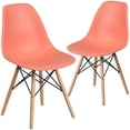 thumbnail image 1 of 2 Pk. Elon Series Peach Plastic Chair with Wooden Legs, 1 of 7