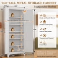thumbnail image 4 of Kooyon 74.8" White Metal Garage Storage Cabinet, Freestanding Metal Garage Cabinet with Adjustable Shelves, Multi-Purpose Utility Storage Cabinet for Kitchen Pantry Bedroom Basement, 4 of 9