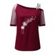 thumbnail image 4 of Gibobby Camisetas Mujer Baratas Manga Corta Mujeres Impreso Hombro Tops Sexy Glitter Camisa manga corta Blusa Tops(Vino,XL), 4 of 4