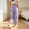 thumbnail image 6 of Women Cable Fleece Jogger Sleep Pants Elastic Drawstring Waist Soft Warm Loose Breathable Solid Loungewear Bottoms Timeless Basic Pajama Pants for All Age Ladies, 6 of 6
