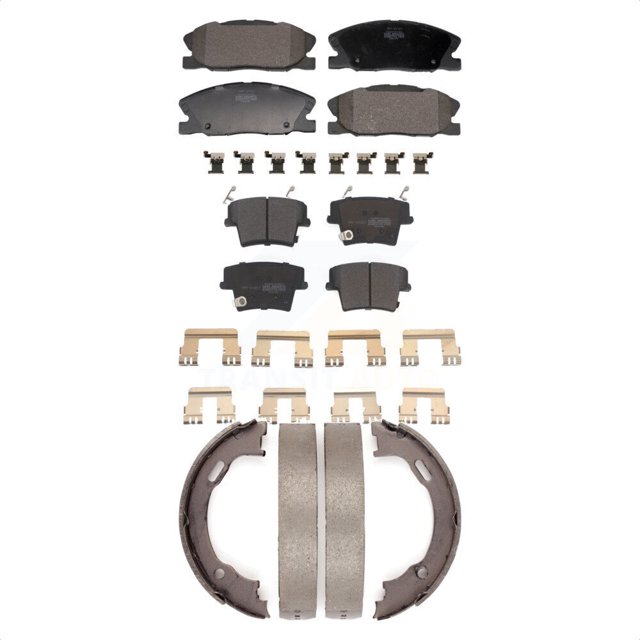 Transit Auto Front Rear Semi-Metallic Brake Pads and Parking Shoes Kit for Car Dodge Charger with 370mm Diameter Rotor KFN-100834