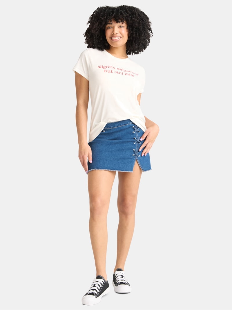 Slightly Delusional Women's Graphic Tee with Short Sleeves, Sizes