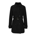 thumbnail image 5 of XPMWRP Women's Double Breasted Mid Long Trench Coat Classic Lapel Windproof Overcoat Solid Color Fall Winter Fashion Jackets with Belt Black XXL, 5 of 6