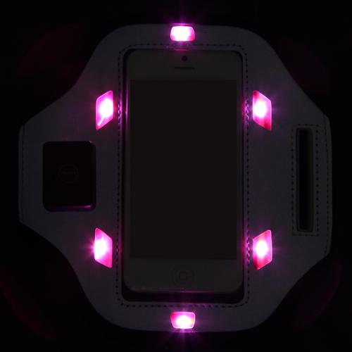 Premium Vertical Pouch Advanced Sport Armband (with Hot Pink Flashing Lights) for Motorola Droid mini, Moto E (2nd generation), Moto E, XT1030, XT901 (Electrify M), XT907 (Droid Razr M), XT556 (Defy X - image 3 of 5