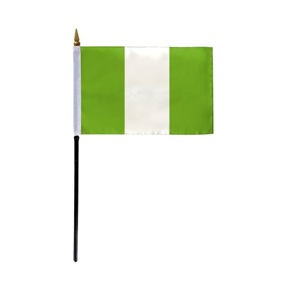 AGAS Small 4" x 6" 4x6 inch Nigeria Hand Flag Polyester material Stitched Edges 11" Plastic Stick Nigerian Hand Held Mini Small Stick Flags