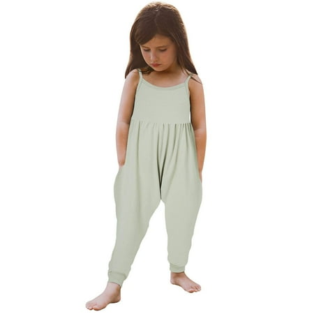 

kpoplk Short Sleeve Jumpsuit Bodysuit Baby Girls Ruffled Romper Striped Sleeveless Bodysuit with Bowknot Summer Outfit Clothes(Green)