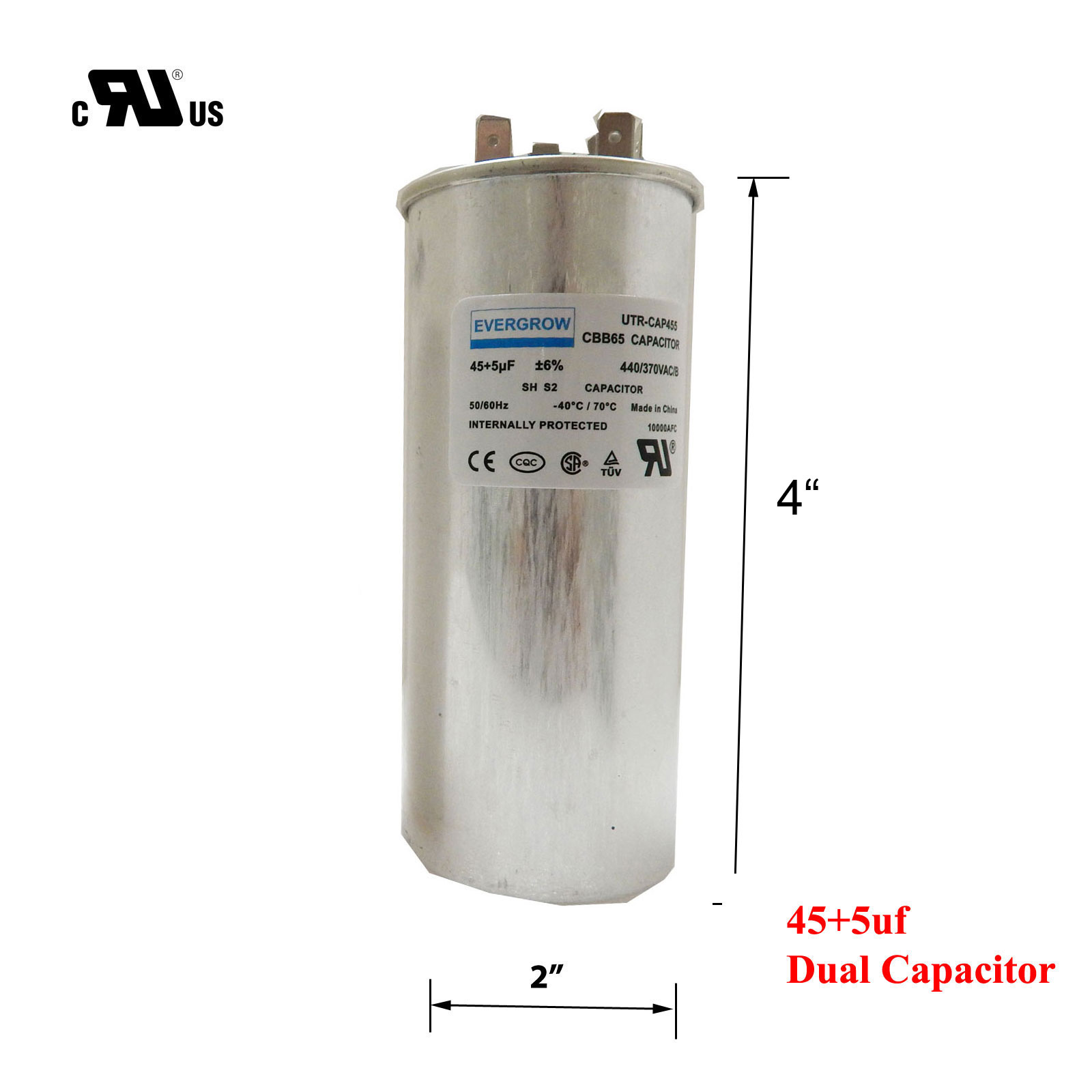 EverGrow Product Title45/5 MFD 370 Volt Dual Round Run Capacitor Replacement for Goodman / Janitrol B9457-7200 - image 2 of 3