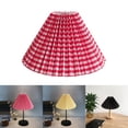 thumbnail image 4 of DOLITY Pleated Lampshade Cloth Table Ceiling Light Shade Bedroom Lamp Shade Red Red Grid, 4 of 7