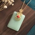 thumbnail image 4 of HOOUN Fashion Green Jade Jewelry Charm Pendant with Chain Necklace Gold Plated, 4 of 5